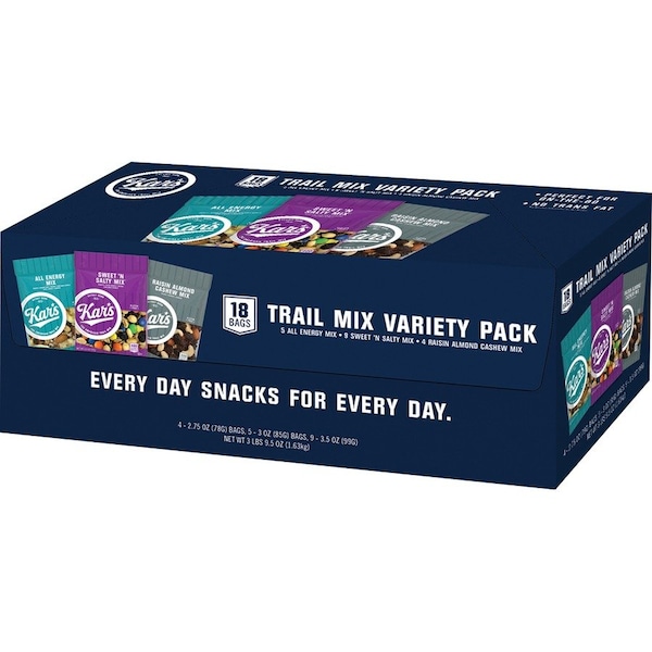 Snack Mix, Variety Pack, 3 lb, 18/BX, Multi PK